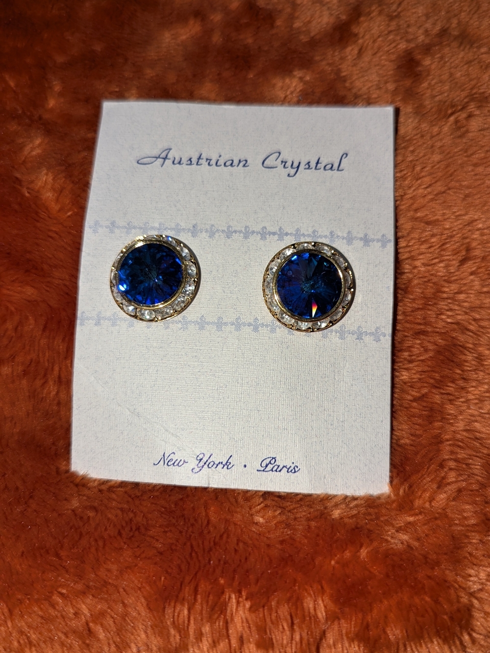 Blue Round Halo Stud Earrings